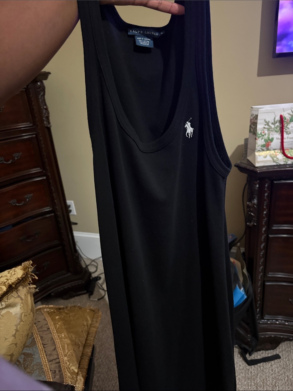 Ralph Lauren Black Sleeveless Polo Tank with White Pony Logo